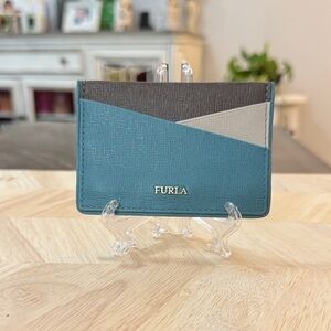 Furla Blue and Brown Card Holder